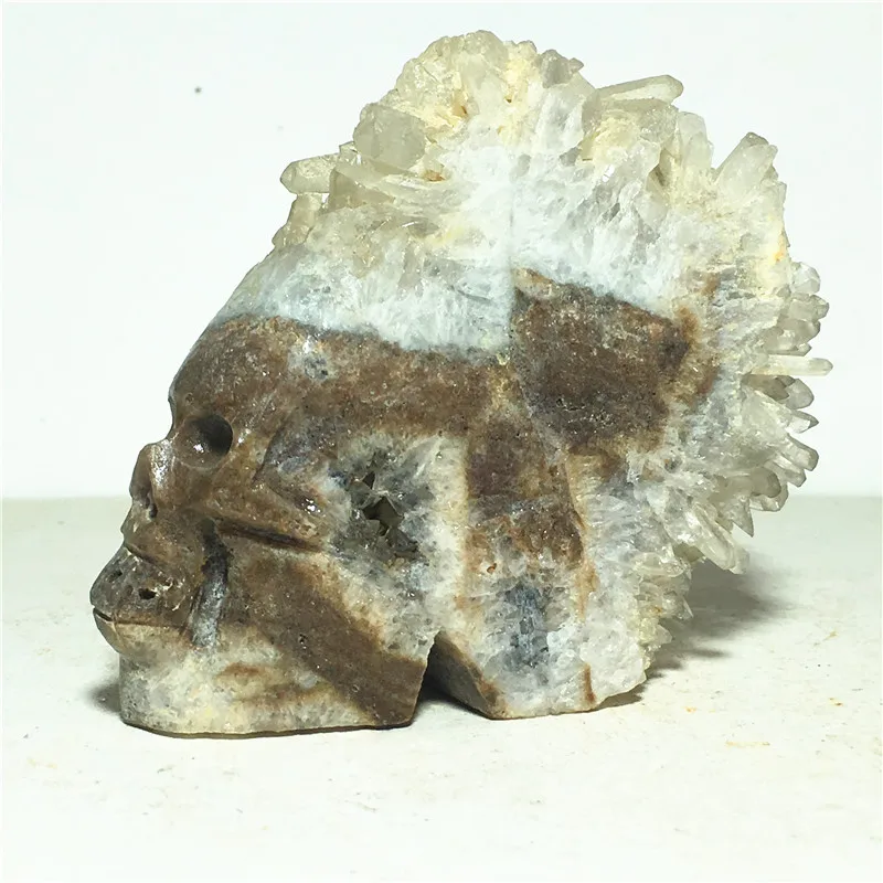 

NATURAL Quartz Crystal specimen cluster Carved Skull