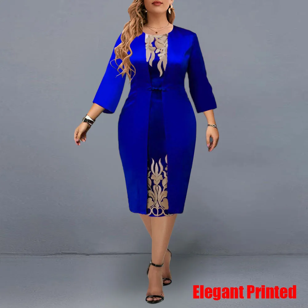 formal dresses south africa Plus Size Dress Elegant Geometric Print Evening Party Dress 2021 Autumn Women Flare Short Sleeve Yellow Casual Dress 3XL 4XL 5XL african outfits for ladies