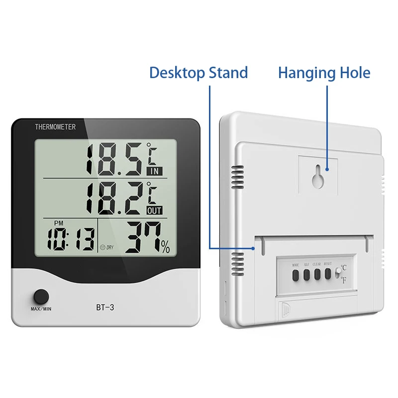 Elitech BT-3 LCD Indoor/Outdoor Digital Hygrometer Thermometer