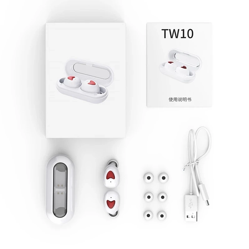 TW10 TWS Wireless Bluetooth Headphones HIFI Stereo Noise Reduction Sports Headsets For Iphone Huawei Oppo Xiaomi Music Earphones