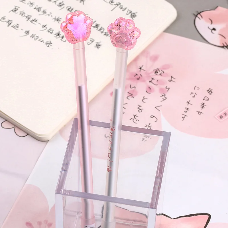 1 шт. Милая блестящая розовая гелевая ручка в виде кошачьей лапы для письма