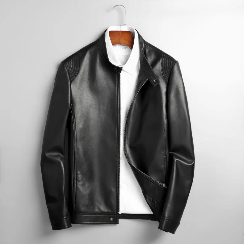 mens sheepskin flying jacket Men Genuine Leather Jacket Real Sheepskin Jackets Casual Short Black Pockets 2020 Autumn New Jacket for Man S80203 sheepskin trench coat