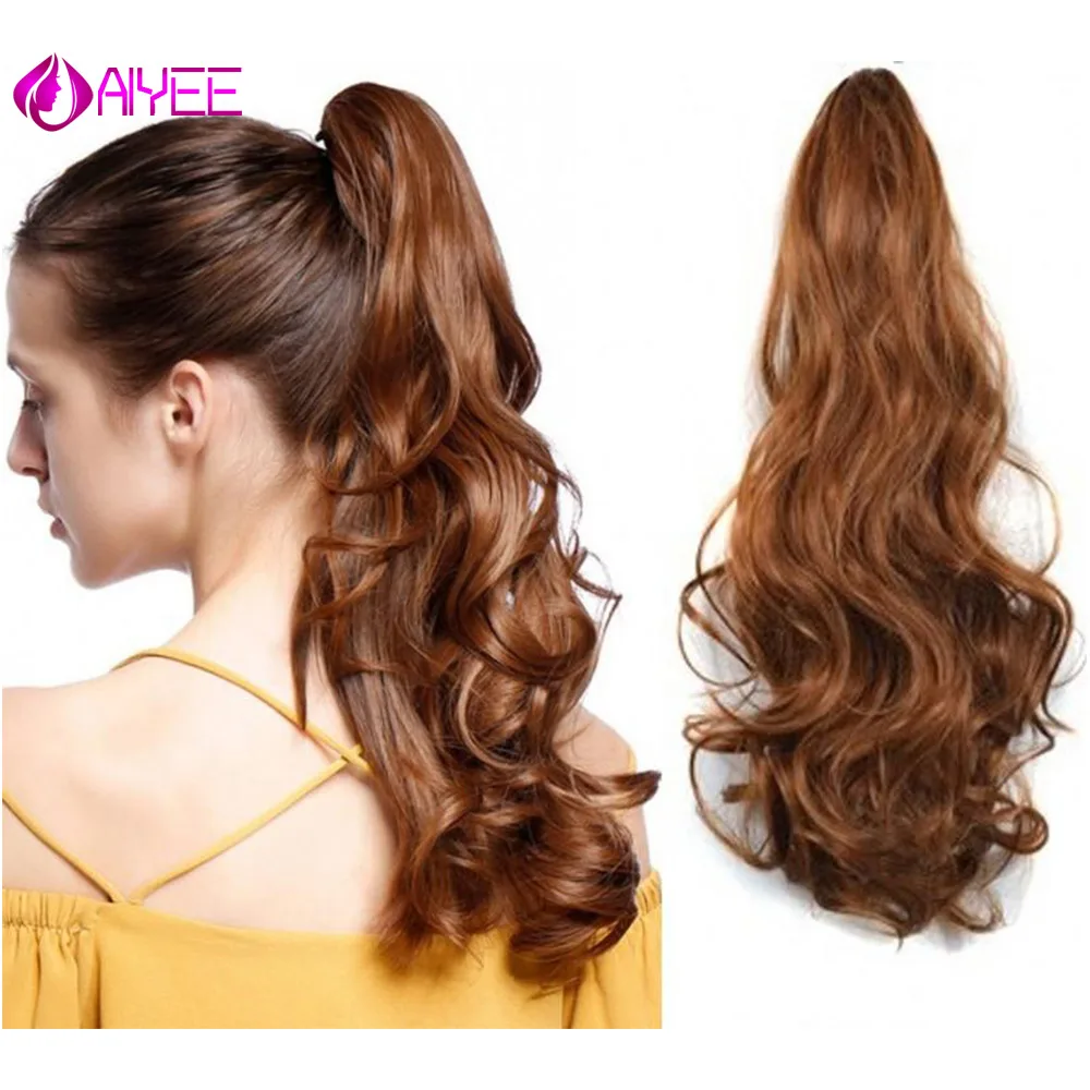 

AIYEE Straight Long Clip In Hair Extensions Blonde Little Pony Tail 24inch 180g High Temperature Fiber Synthetic Hair Claw