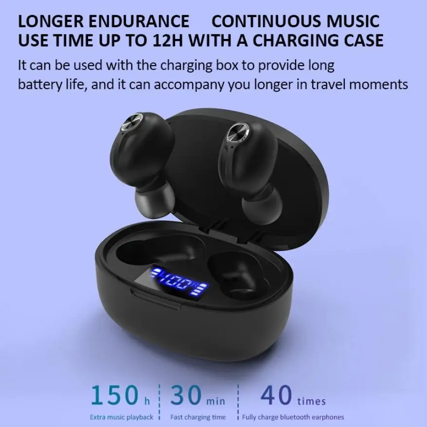 TWS Wireless Headphones Bluetooth Business Sports Earphone with Mic Mini Gaming Headset Shock Bass Earbuds for Android IOS PC
