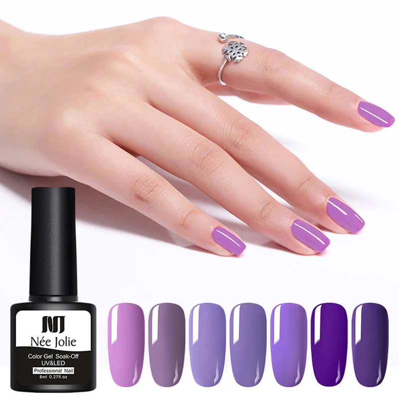 

NEE JOLIE 8ml Purple Series Color Soak Off Gel Nail Polish UV Gel Varnish One-shot Long Lasting Nail Art Beauty Design Gel