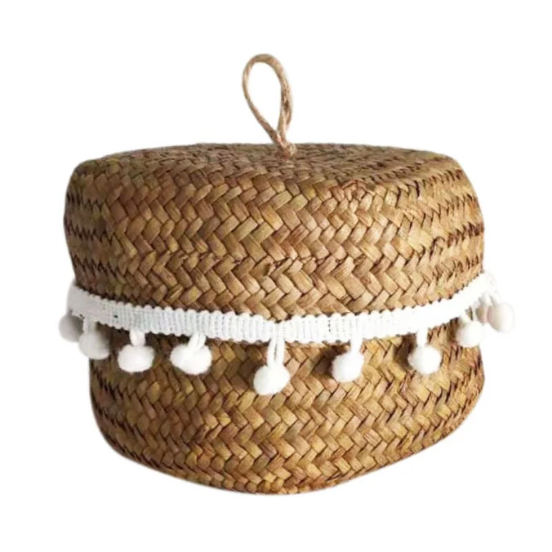 

Practical Natural Seaweed Woven Baskets Flower Decorative Basket Household Decoration Storage Baskets For Tissue Case N