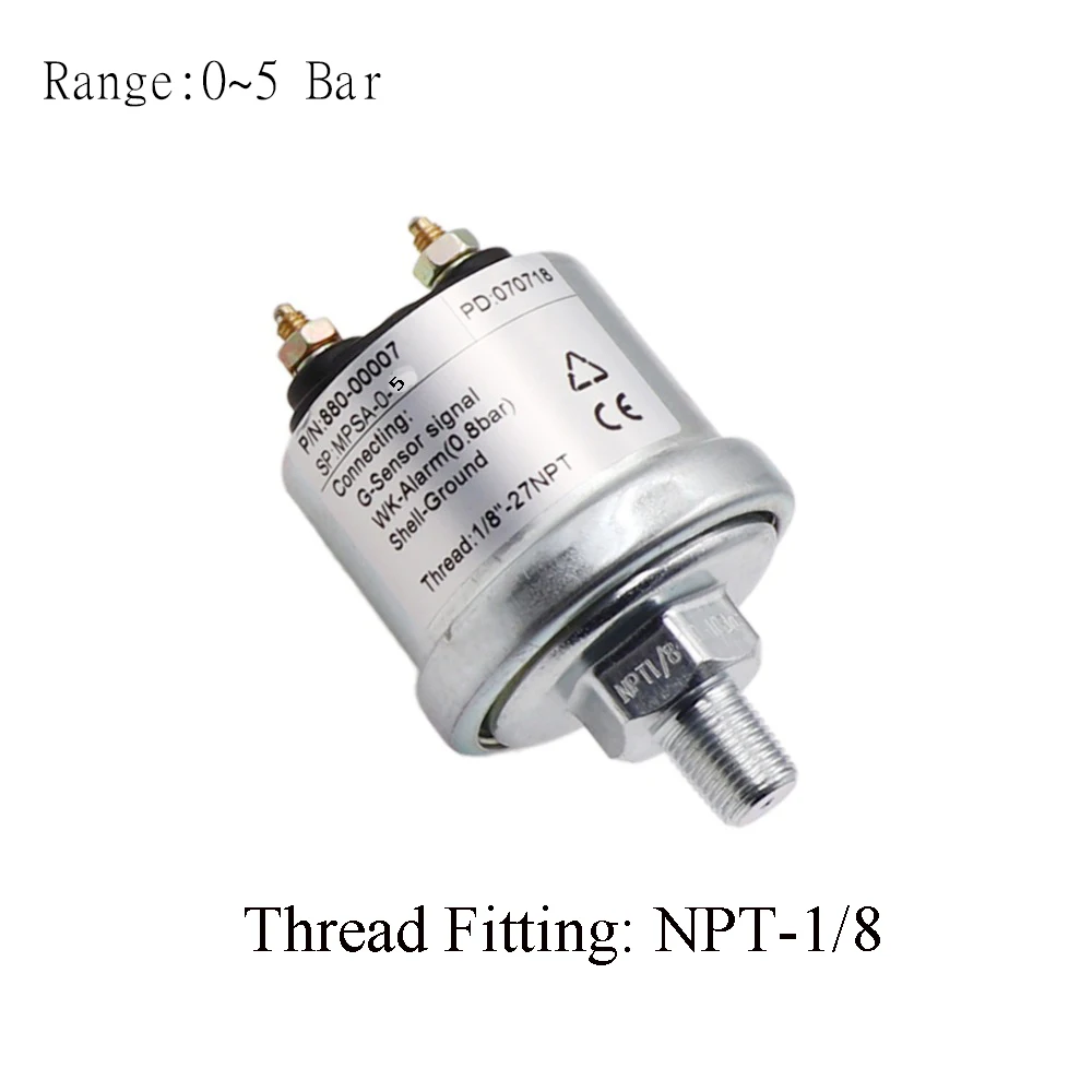 Датчик давления масла в двигателе с измерительным диапазоном 0~ 5 бар/0~ 10 бар подходит для автомобиля лодки датчик давления масла Отправитель M10& NPT-1/8 - Цвет: 5 Bar NPT-1-8