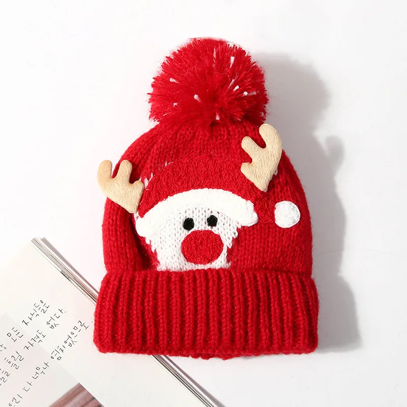 Children's Christmas hat fluffy warm thick 2-5 years old elk horn hat 5 colors can choose 2020 New Year Christmas gift