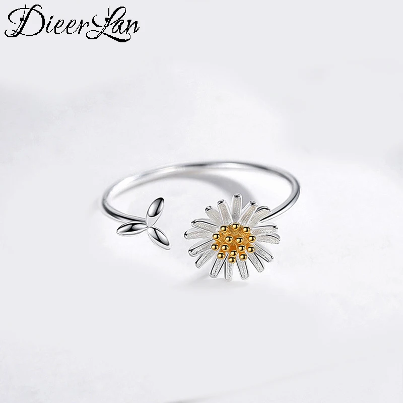 Punk Vintage de Plata de Ley 925 Margarita plateada anillos de flores para las niñas mujer Moda Gótica mujeres Boho joyería
