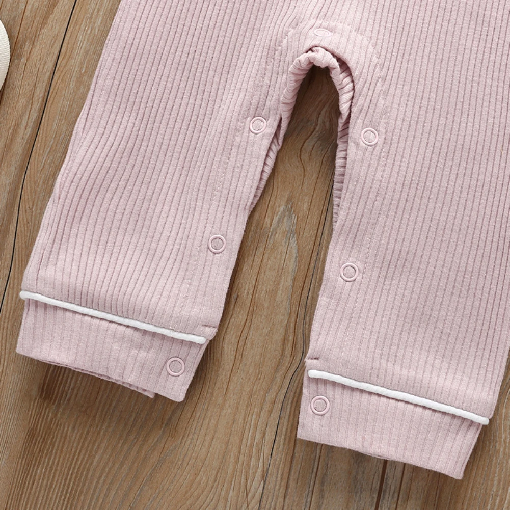 Toddler Romper Baby Girl Clothes Knitted Long Sleeve Bow doll collar Romper Jumpsuit Overall Outfit