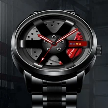 

Luxury Mens Watch Car Wheel Watches Stainless Steel Creative Wheel Hub Sports Waterproof Quartz Male Watch relogio masculino
