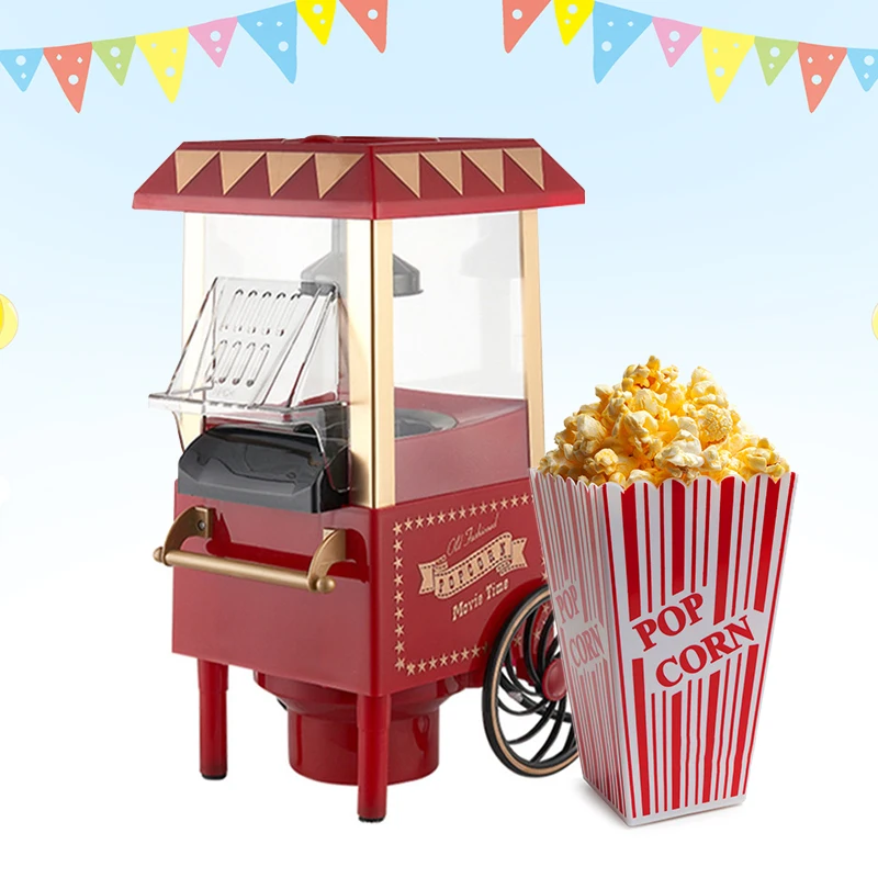 110-220V EU/US Plug Popcorn Machine Mini Retro Electric Carnival Popcorn Maker Corn Making Machine Household DIY Corn Popper