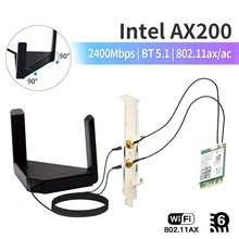 2400 mb/s dla Intel AX200 Wifi 6 karta bezprzewodowa Bluetooth 5.1 zestaw biurkowy M.2 AX200NGW karta sieciowa Wlan 802.11ax Adapter MU-MIMO