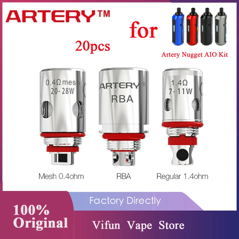 Оригинальный артерии самородок AIO катушки и HP сетки 0.4ohm/ регулярные 1.4ohm/РБА для