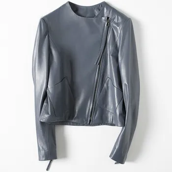 

2020 Spring Autumn Geniune Leather Jacket Female Sheepskin Leather Jacket Short Slim Streetwear HQ18-YXG8132A MF216