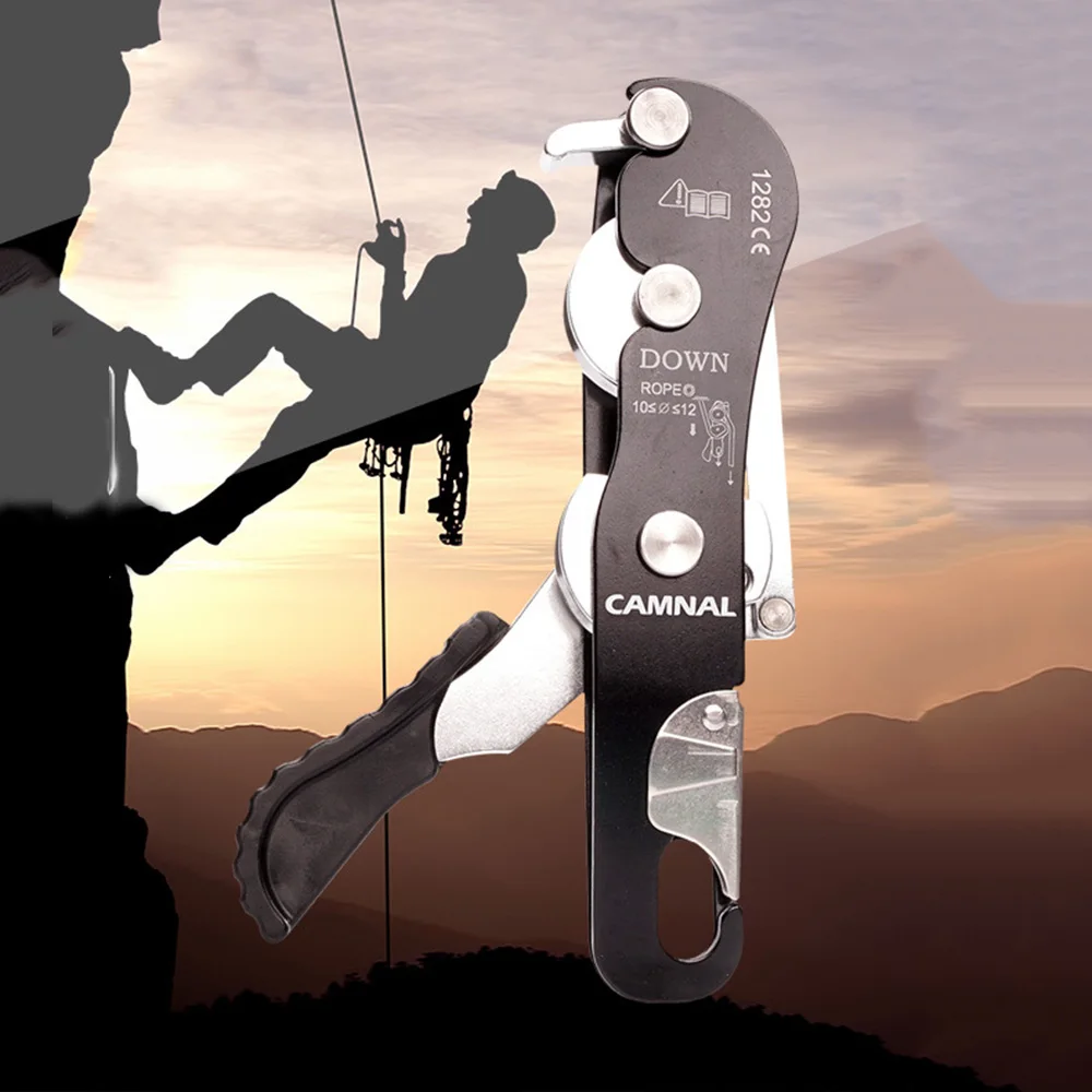 

Professional Rock Climbing Descent Device STOP Handle-Control Abseiling Device Downhill Descender Rappelling Brake