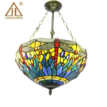 

Tiffany Dragonfly Lamp Glass Shade Pendant Light Bohemian Single Pendant Hanging Light Foam Packing For Hallway Corridor Kitchen