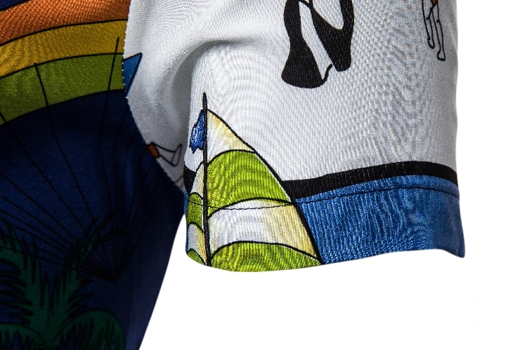 Мужские Пляжные рубашки, летняя мода, Camisa Masculina, Забавный принт, короткий рукав, облегающие Гавайские рубашки, топы