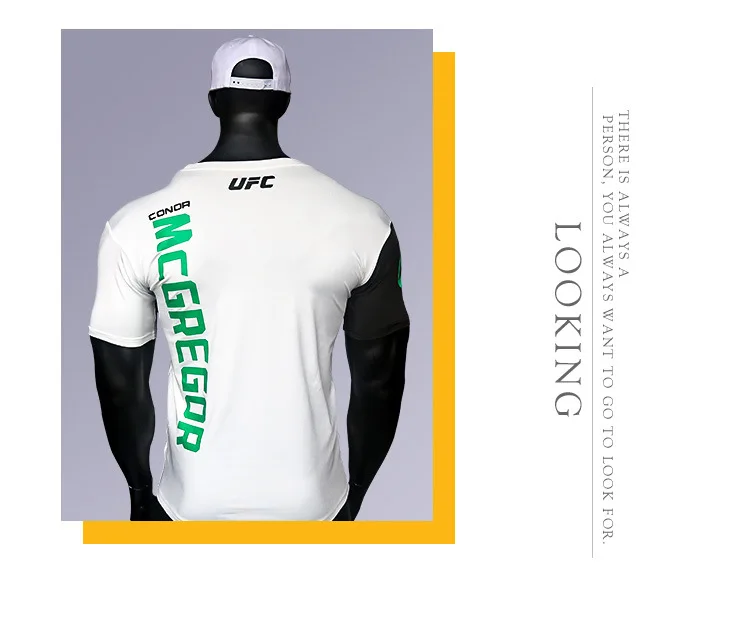 UFC футболка с коротким рукавом мужская тренировочная ММА Комплексная Боевая из чистого хлопка поглощающая пот быстросохнущая фитнес-Спорт бокс C