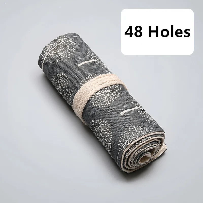 48 Holes Симпатичные дерево пенал-рулон 12/24/36/48/72 Отверстия школьный пенал для карандашей для мальчиков и девочек, большой пенал коробка канцелярских принадлежностей мешок поставки - Цвет: 48 Holes