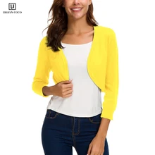 Urban CoCo женский свитер, однотонный, Повседневный, на пуговицах, с рукавом 3/4, укороченные, Короткие кардиганы, пальто, кардиган