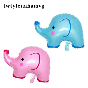 

New pink and blue cartoon DIY baby elephant shape aluminum foil balloon 6th birthday party baby anniversary decoration gifts