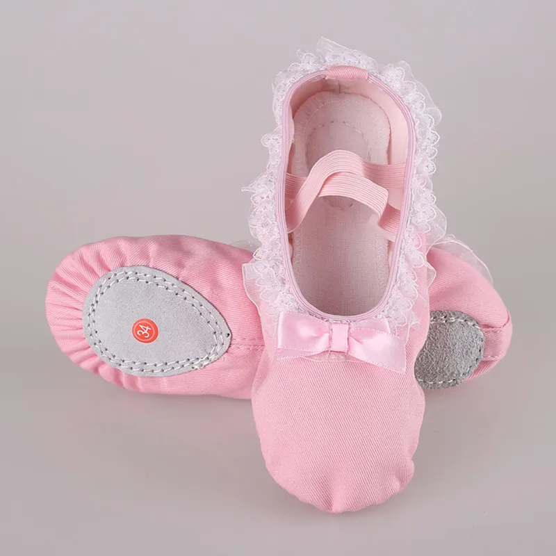 Professional Dance Shoes Pink Lace Cute Canvas Quality Children Ballerina EU24-40 Slippers | Спорт и развлечения