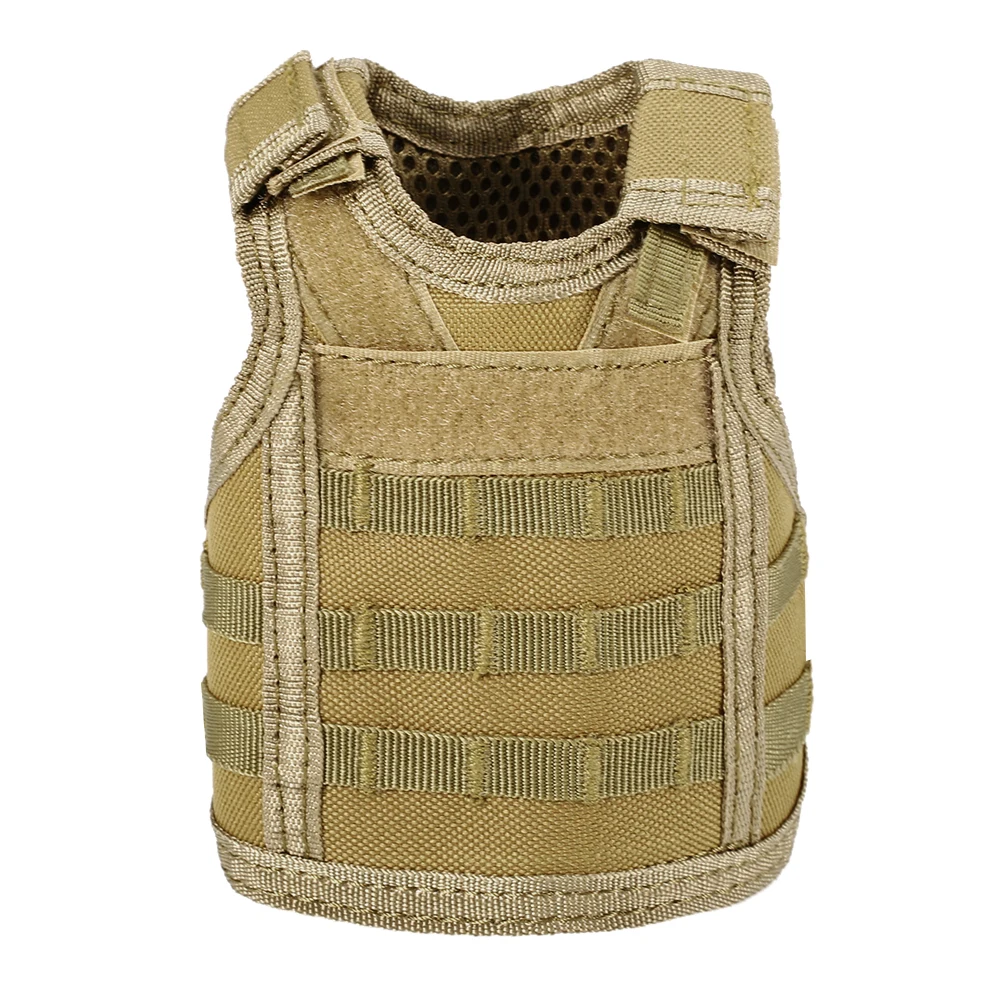 Khaki Tactical Beer Vest Bottle Can Cooler Holder Military Molle Mini Miniature Beverage Bottle Handy Wine Bottles Can Holder Sleeve - Цвет: Khaki