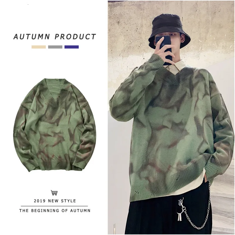 

Men's sweaters autumn/winter 2019 new slim versatile tie-dye long-sleeve sweater loose casual round-neck youth men's wear