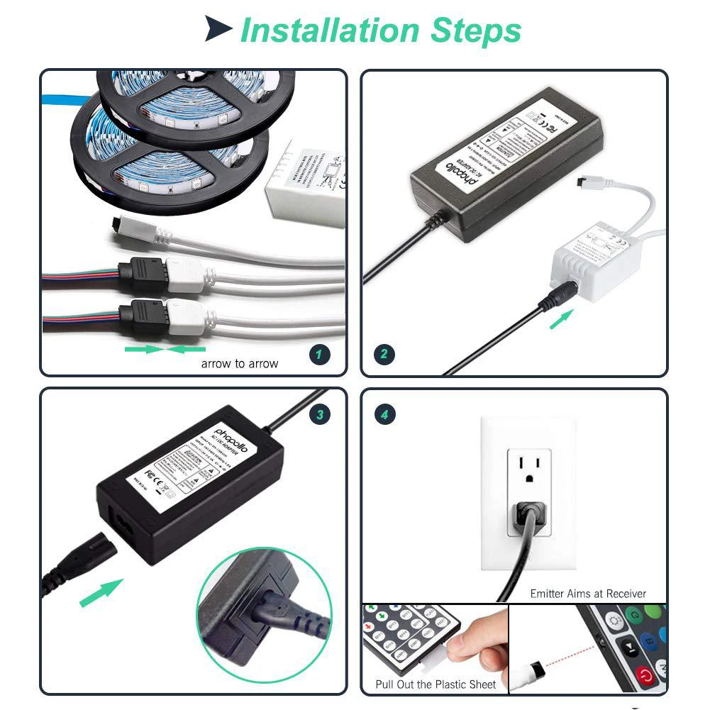 10m Bluetooth LED Strip Lights RGB 5050 SMD Flexible Ribbon 24 Key Remote Control TV Tape Lamp Waterproof LED Strip
