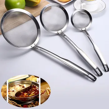 

3pcs/set Stainless Steel Kitchen Flour Handheld Screen Mesh Strainer Flour Sieve Oil Strainer Colander