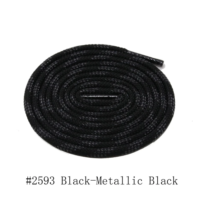 Coolstring 5mm Spiral Twill Shoelaces 60-180cm 7 Colours Rope Men Women Sneaker Laces Adult Kid‘s Round Sport Shoes Polyester 2593 Metallic Black