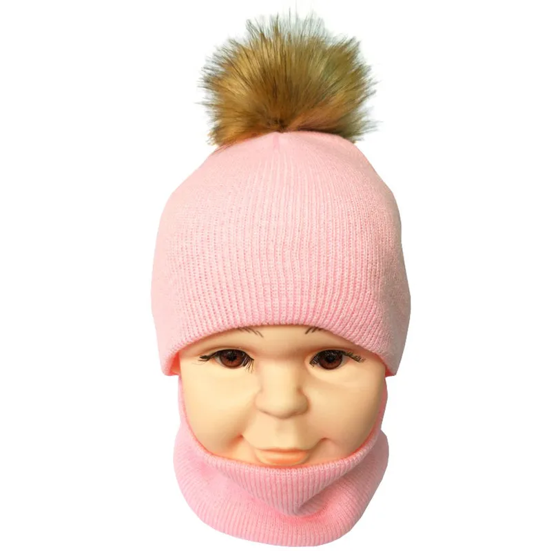Модная детская шапка с шарик-помпон, осенне-зимние детские шапочки для девочек, шапка с шарфом для мальчиков, шапочки для малышей 1-4 лет
