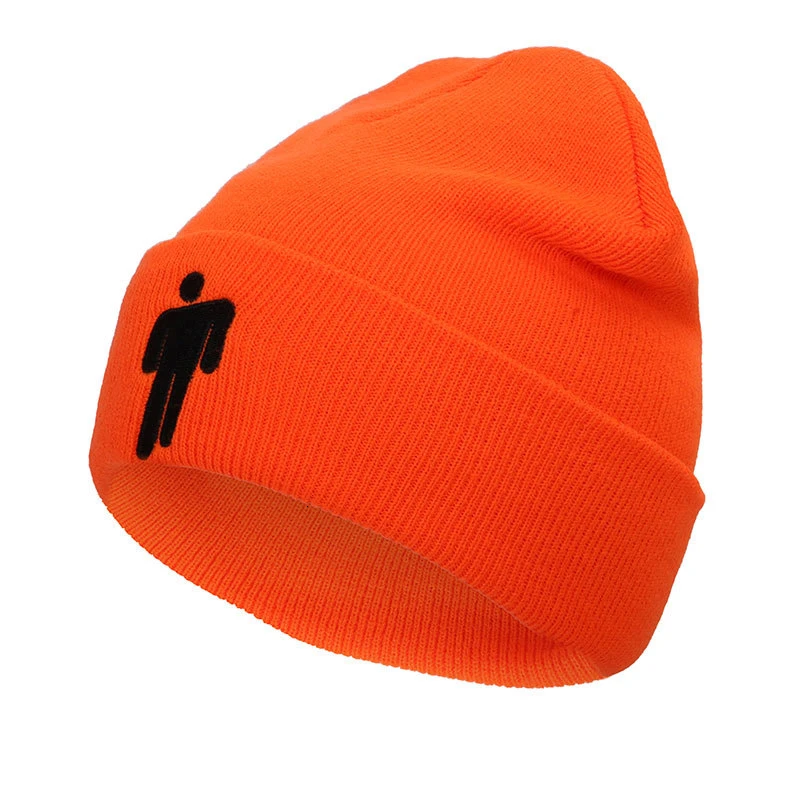 Color 12 Billie Eilish Merch, вязаная шапка с логотипом, эластичная Кепка для мужчин и женщин, однотонная Кепка в стиле хип-хоп на каждый день с манжетами - Цвет: Color 12