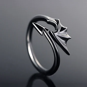 

Punk Style Titanium Brass Koakuma Little Devil Dragon Gothic Evil Vampire Rings Open Ring Halloween Party Jewelry Gift