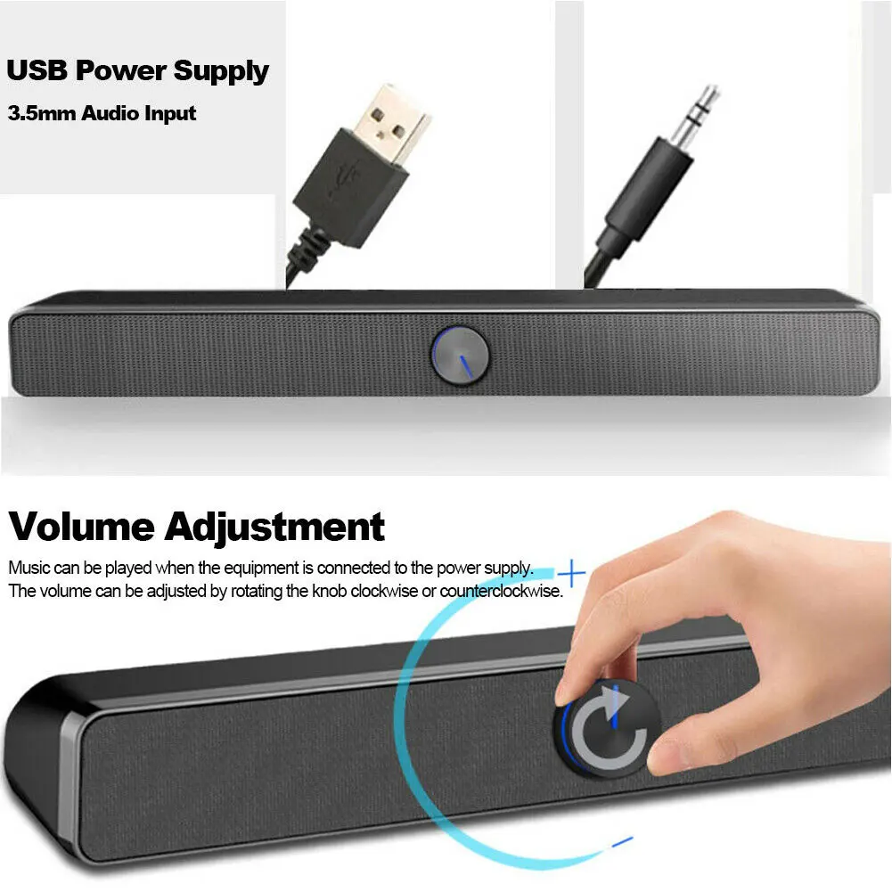 HIFI портативный домашний USB проводной стерео легкий мини звук бар кинотеатр Настольный пластиковый ТВ динамик без потерь