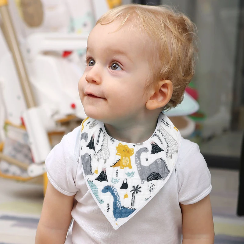

2020 Hot Selling Happy Baby Cotton Gauze Triangle Scarf Newborn Cartoon Saliva Towel Waterproof Bib Skin-friendly And Soft Cloth