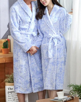 

Carved Kimono Women's Robe Nighties Flannel Lingerie Pijama Hombre Feminino Bathrobe Autumn Thicken Nightgown Couple Pajamas Set