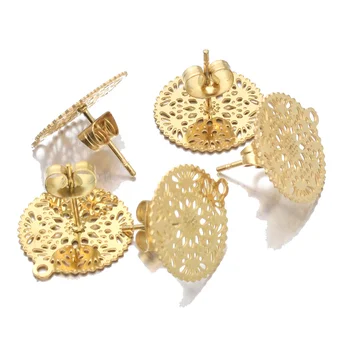 

Aiovlo Earrings Accessories Stainless Steel Gold Steel Metal Hollow Earrings Base Connectors Linkers 10pc/lot DIY Jewelry Making