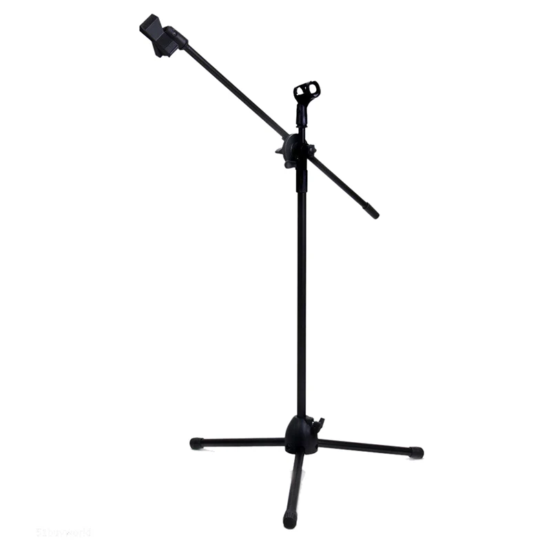 

Dual Clips Boom miniphone Mic Stand Holder Adjustable Collapsible Tripod New