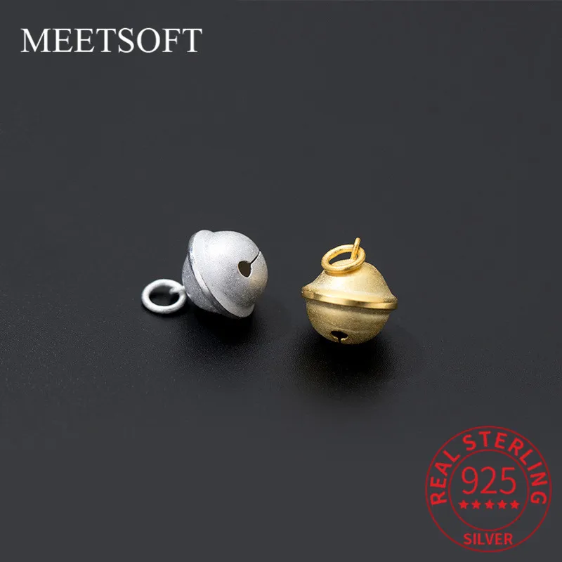 

MEETSOFT Classic 925 Sterling Silver Matte Bells Charms of DIY Handmade Necklace Fine Jewelry wholesale Accessory Gift