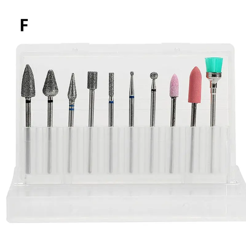 10 шт. дизайн ногтей Шлифовальные сверла Электрический маникюр Удаление кисти мельница Комплект R3MF