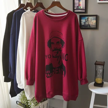 

Long Cool Cotton Sweatshirt Women 2020 New Spring Oversized Pullover Hoodie Coat Long Sleeve Solid Street Outerwear Maxi Size