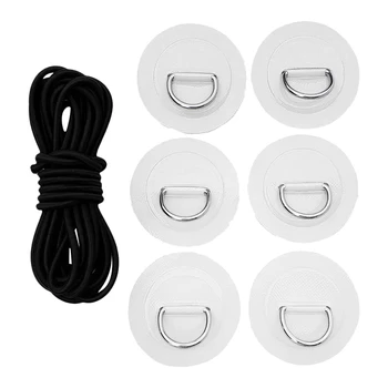 

6 Pieces Inflatable Boat Stand Up Paddle Board Bungee Cord Deck Rigging Kit-White