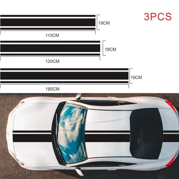 

3PCS Stripe Covers Vinyl Racing Sports Car Body Decal Sticker Hood Rear Top Trunk Sports Car Cover Racing Car Accessories
