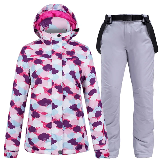 Новая лыжная куртка, лыжные штаны для женщин, ветрозащитный водонепроницаемый теплый зимний лыжный костюм для женщин, для спорта на открытом воздухе, для катания на лыжах, сноуборде, пальто, одежда - Цвет: Color4