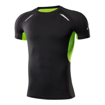

Men Running Sport Compression Tight T-shirt Gym Fitness Bodybuilding Training Quick Dry Shirt Male New Summer Jogging Tops Tee
