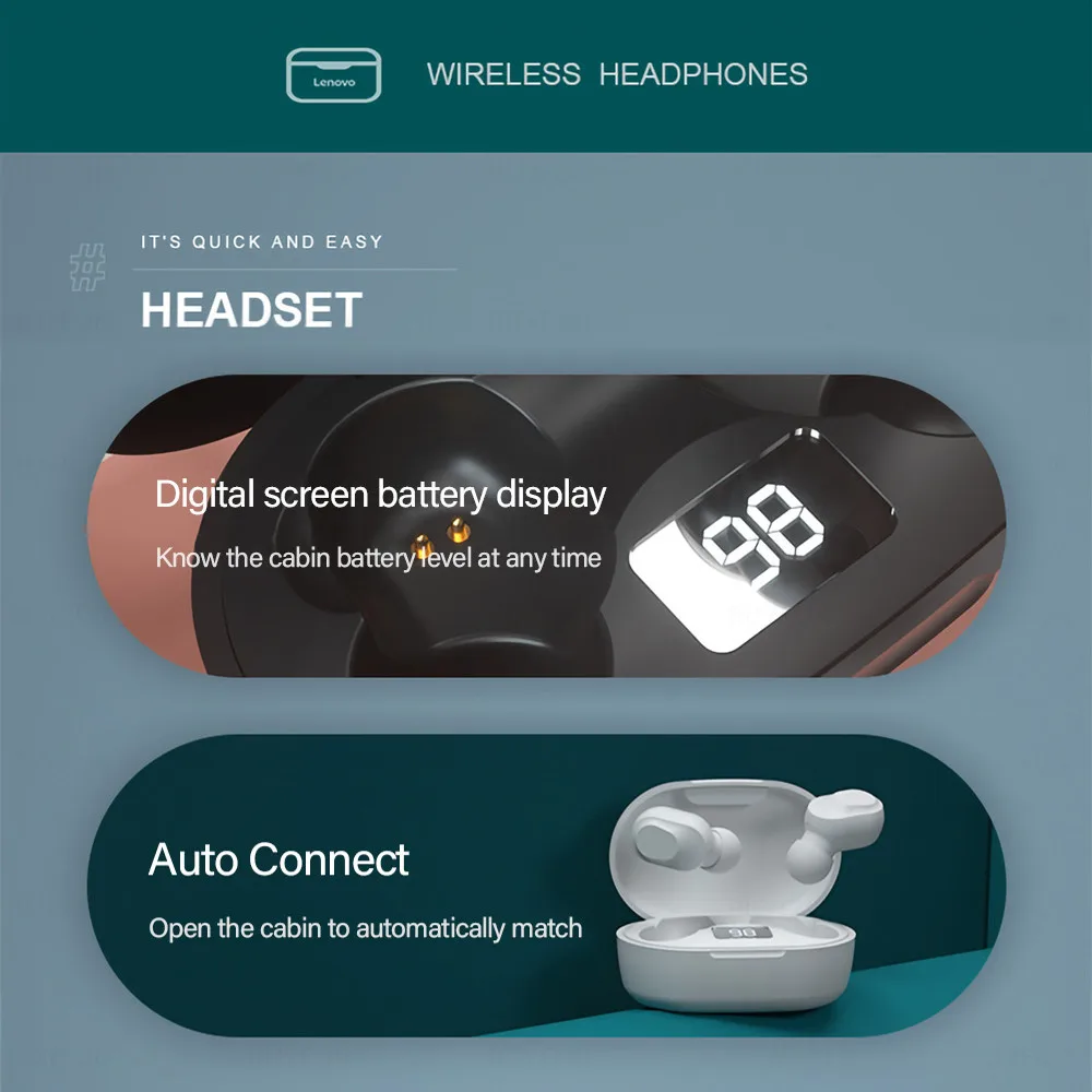 Original Lenovo XT91 TWS Wireless Headphone Waterproof Earphone Bluetooth Auto Control Earbuds For Xiaomi/Samsung Stereo Headset