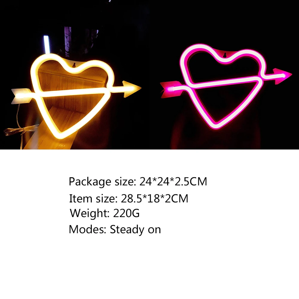 Неоновый знак в форме сердца ночные светильники батарея или управляемый через USB неоновый настенный светильник для декоративные шары вечерние день Святого Валентина