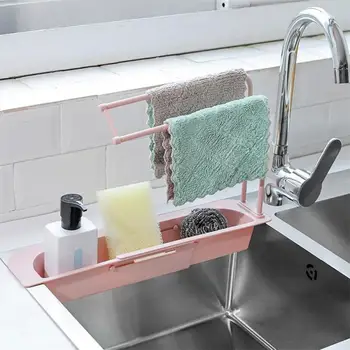 

Telescopic Sink Storage Rack Expandable Storage Drain Basket Home Dish Drainer Washing Sink Drying Rack Kitchen Accessories